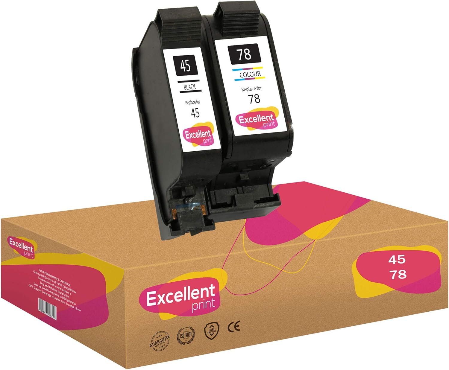 Excellent Print 45 78 Compatible Ink Cartridges for HP Color Copier 6127 Photosmart 1215 1100 1315, Multi-coloured, 1 SET