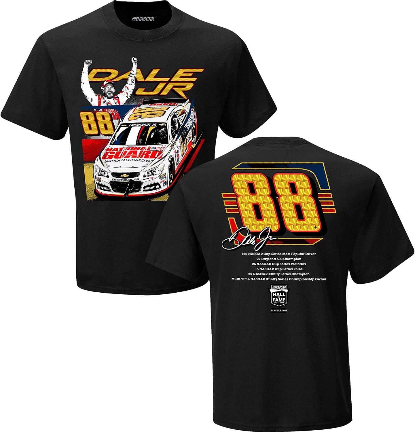 Checkered Flag Sports Dale Earnhardt Jr. Hall of Fame Class of 2021 Inductee Men's T-Shirt : Clothing