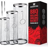 mancola BBQ Net Tube-Rolling Grilling Basket,Rolling Grilling Baskets for Outdoor Grilling,Round Stainless Steel BBQ Grill Me