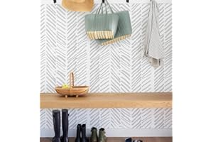 Guvana 394" ｘ17.7 Gray Striped Wallpaper Line Peel and Stick Wallpaper White Contact Paper Self Adhesive Wallpaper Modern Removable Contact Paper DIY Wallpaper for Bedroom Livingroom Wall Decor