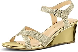 PIZZ ANNU Women's Wendy Low Wedge Sandals Ankle Strap Espadrille Open Toe Casual Summer Women Wedge Heels Shoes