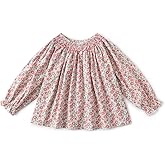 Curipeer Baby Girls Long Sleeve Shirt Peter Pan Collar Smocked Blouse Button Down Top
