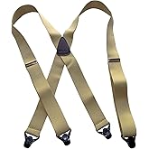 Hold Up Suspenders for Men - Ski Suspenders 1 1/2" - USA Patented Black Composite Plastic Heavy Duty Gripper Clasps