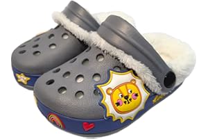 Fdskwky Fur Lined Clogs for Kids : Winter Warm Plush Garden Clogs for Boys Girls Cute Cartoon Lightweight Slip On Indoor Outdoor Garden Shoes with Non-Slip Sole