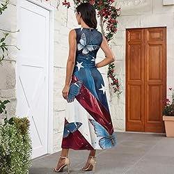 CHRATLHI Patriotic Dress for Women Sleveless Deep