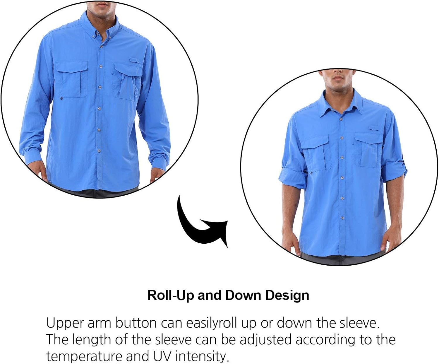 BALEAF Men's UPF 50+ Hiking Shirt Long Sleeve Shirt Outdoor Lightweight Quick Dry Fishing Shirts: Clothing