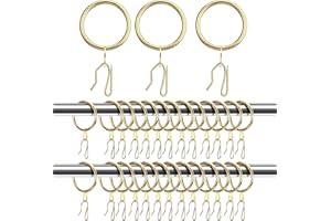 60 Pieces 1.26 Inch Metal Drapery Curtain Rings Curtain Hanging Rings Curtain Rings with Hooks Rustproof Metal Drapery Rings 