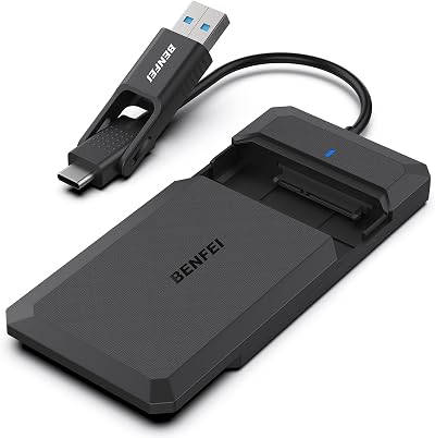 BENFEI 2.5 Inch SATA to USB Enclosure USB-C/USB-A Tool Free SSD/HDD
