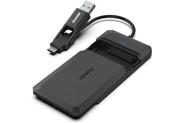 BENFEI 2.5 Inch SATA to USB Tool Free External Hard Drive Enclosure, USB Type-C/Type-A to Sata Compatible for 2.5 Inch SSD(Op