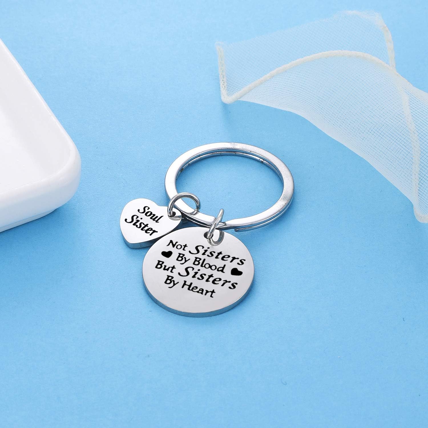 Nimteve Soul Sister Gifts Not Sisters By Blood But Sisters By Heart Sister Keyring Best Friends Gifts Friendship Jewellery Big Sis Little Sis Gifts From Sister (Sisters By Heart Style 1) - Image 3