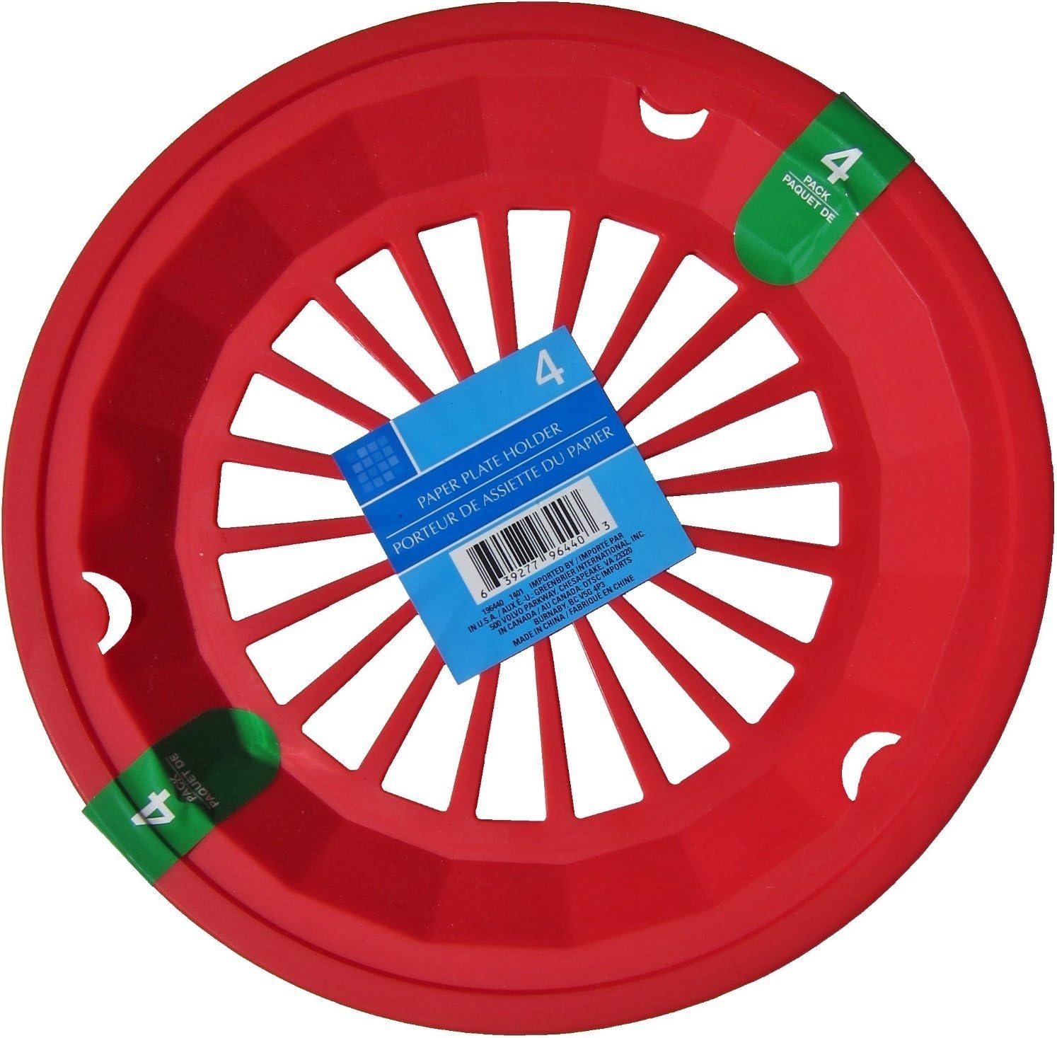 Plastic Paper Plate Holders, Set of 4 (Red)