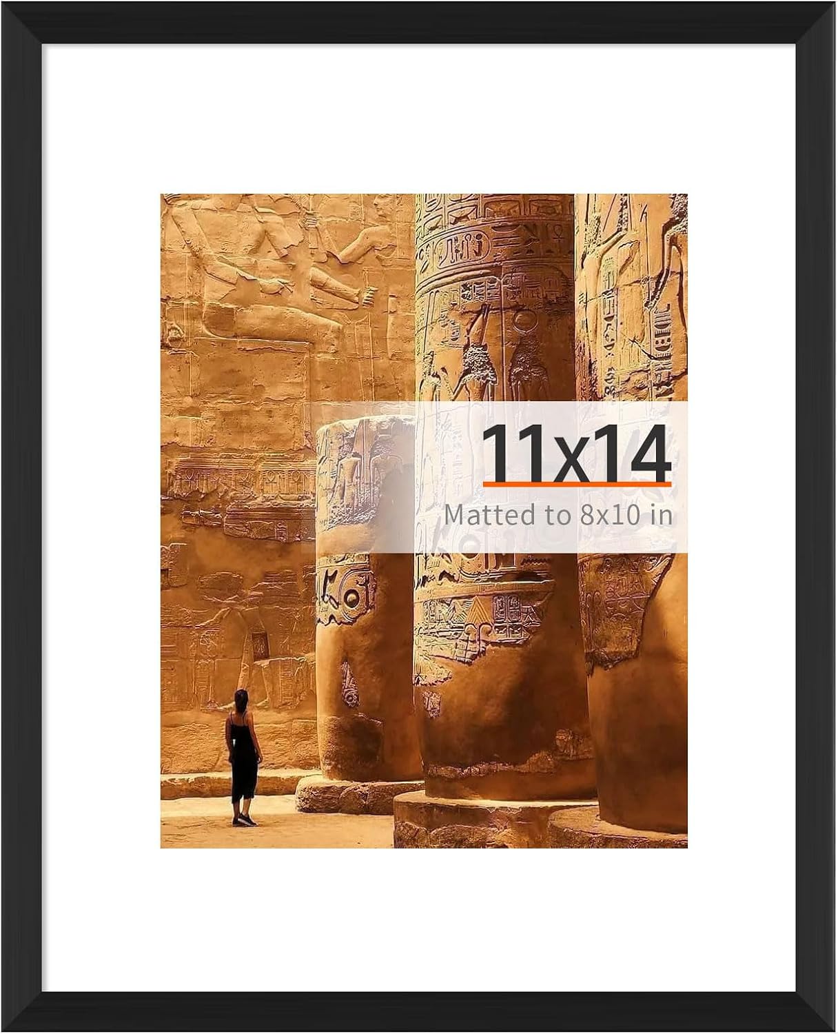 Arrow king 11x14 Black Picture Frame, Display Pictures 8x10 with Mat or 11x14 Without Mat, Wall or Tabletop Display with Stand, 1 Pack