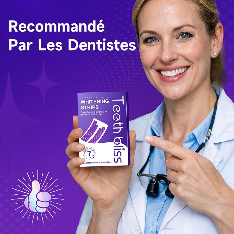 Bande Blanchiment Dentaire Violet, Bandes Blanchissantes pour Dents: 14 Bandes Violettes 7 Paires, Résultat Rapide, Élimine Taches Café/Thé/Vin/Cigarette, Idéal avant un Événement, Sûr pour l'Émail — photo 7 sur 8