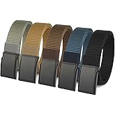 HOANAN 5 Pack Nylon Tactical Flip-Top Buckle Belts, 1 1/4” Lightweight Military Webbing Belt for Men/Women (Fit pants up to 45")
