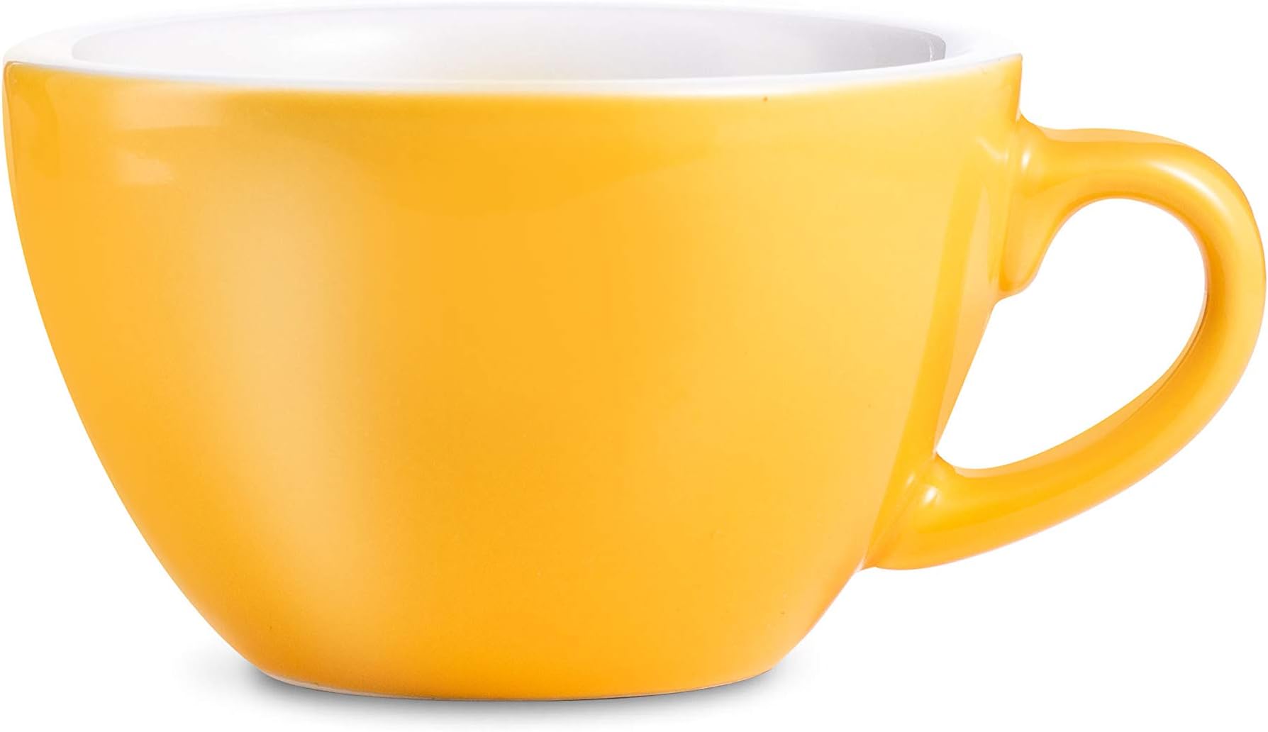 LOVERAMICS Egg Style Cappuccino Cup and Saucer, 200ml (6.7 oz) (Yellow, 6)