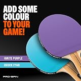 PRO-SPIN Table Tennis Bats 2-Player Set with Case 3 Balls Purple Blue view 6