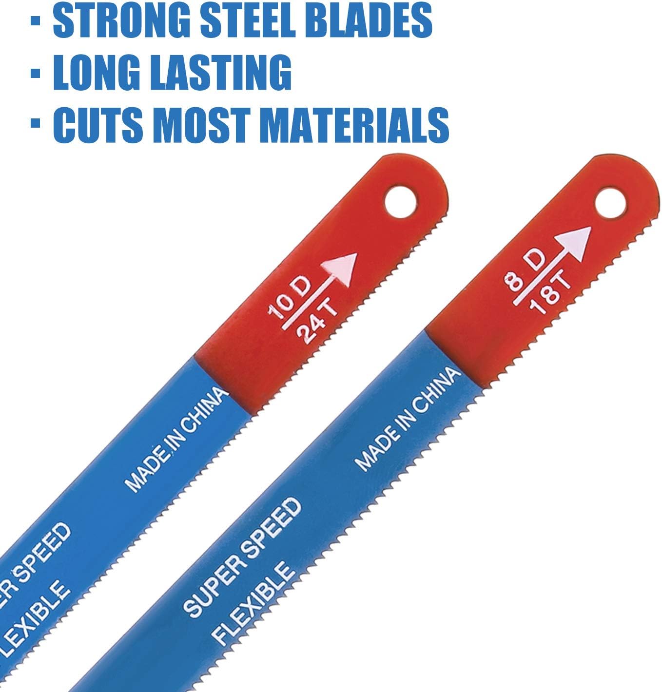 Mudder 20 Pieces Hacksaw Replacement Blades, 18 Teeth & 24 Teeth Per Inch, 12 Inch Length, Metal Cutting Blades - Image 4