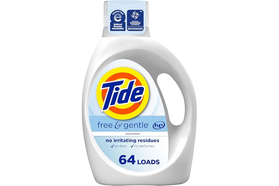 Tide Free & Gentle Liquid Laundry Detergent, 64 Loads, 84 fl oz, Tide Laundry Detergent, Clean Laundry Detergent