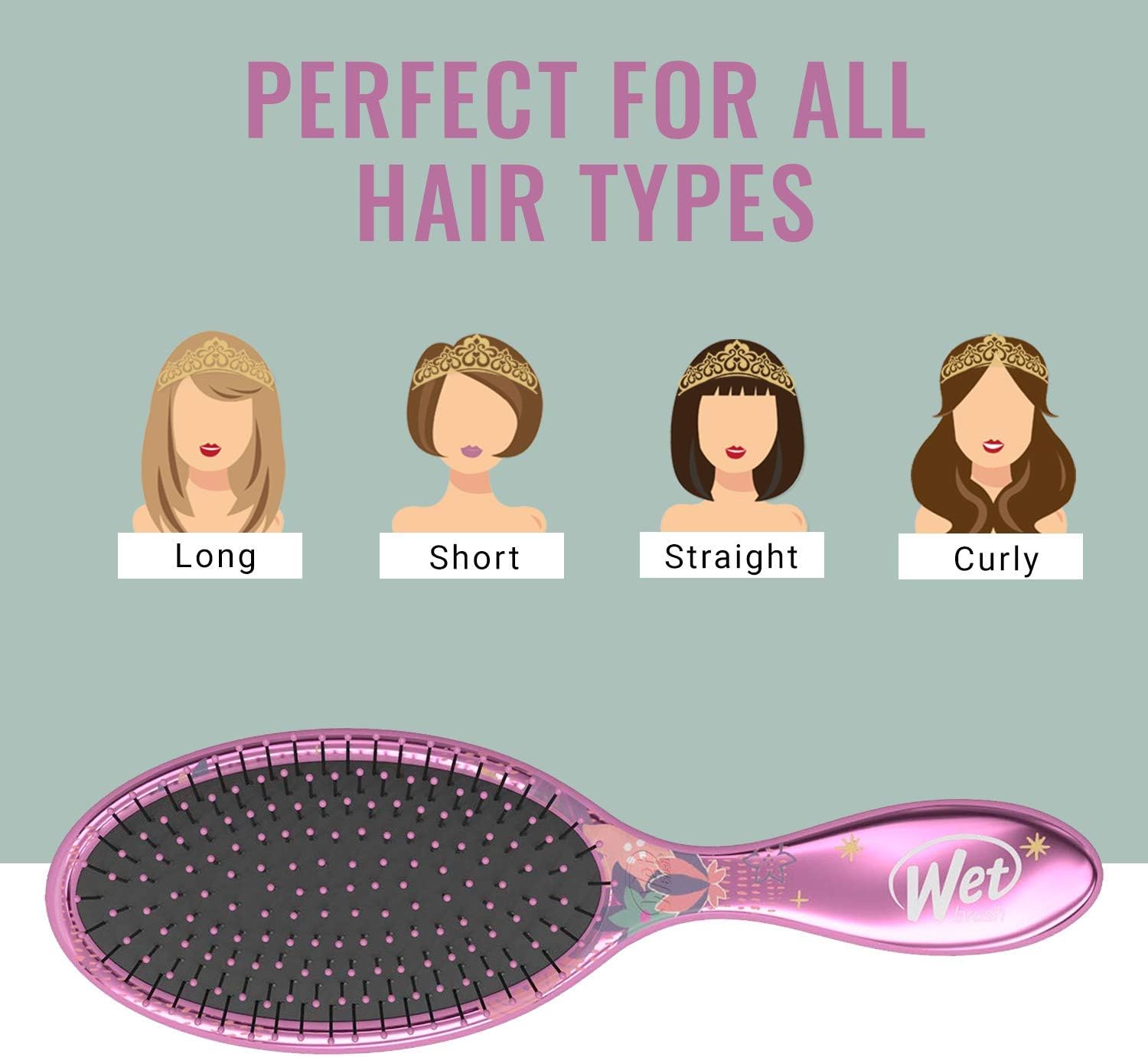 Wet Brush Original Detangler Princess Wholehearted Brush - Jasmine Dark Pink By For Unisex - 1 Pc Hair Brush - Image 4