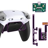 eXtremeRate RISE Plus MAX Back Paddles Kit with Clicky Trigger Stops &amp; Rubberized Grip for PS5 Controller BDM-030 040 050, Black Remappable Back Buttons Kit for PS5 Controller - White Black