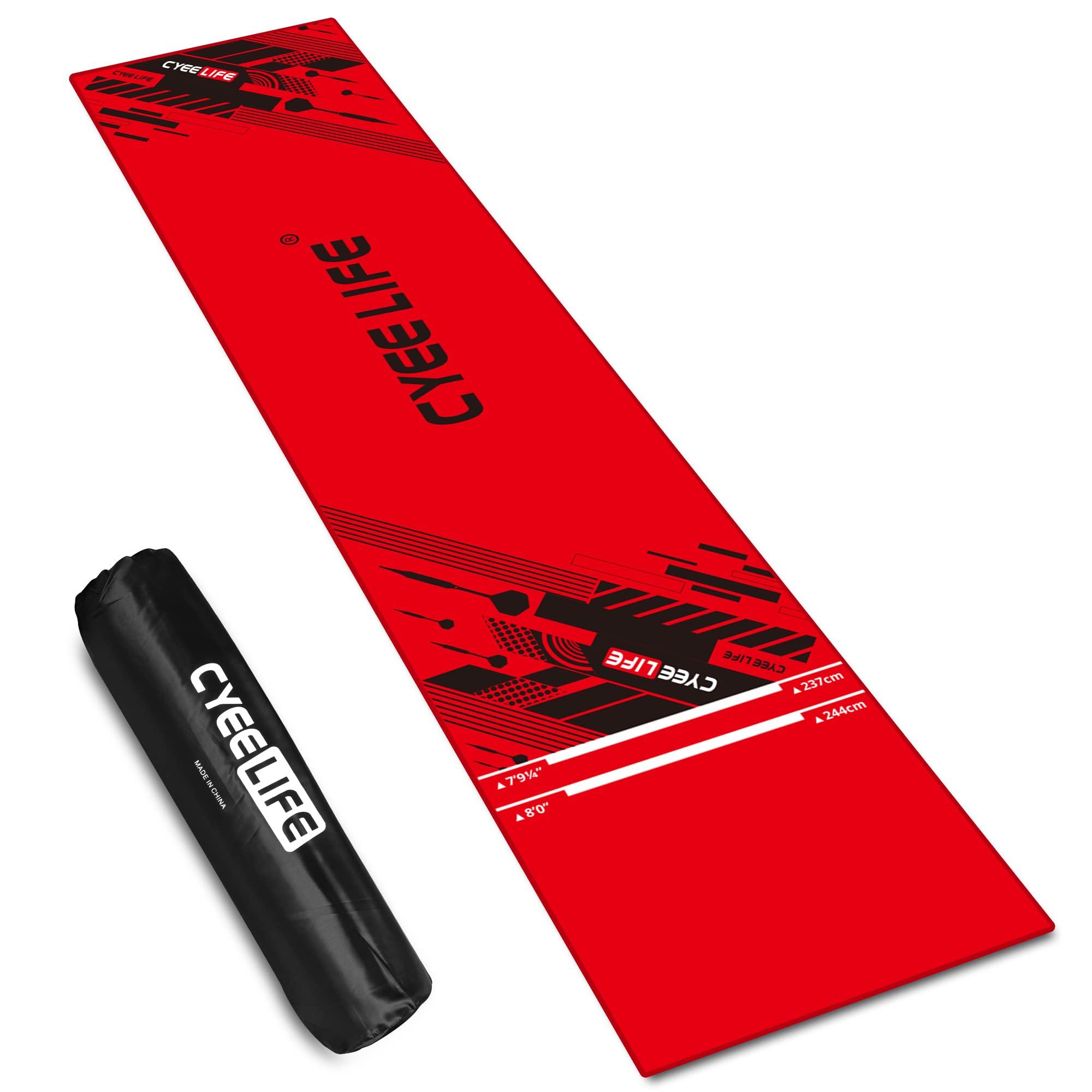 CyeeLife Dart Mat Length 295cm,Width 65cm with Carry bag and Start Lines and Colorful Printing for Steel and Soft Tip Darts Games