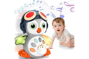 Autumety Crawling Musical Penguin Baby Toys with Music, Infant Tummy Time Toys for Babies 0 3 6 9 12-18 36 Months Newborn Devolopment Toddler Boy Girl Age 1 2 3 Year Old Christmas 1st Birthday Gifts