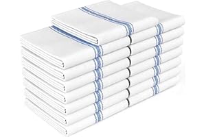 Zeppoli Classic Dish Towels - 15 Pack - 14" by 25" - 100% Cotton Kitchen Towels - Reusable Bulk Cleaning Cloths - Blue Hand Towels - Super Absorbent - Machine Washable