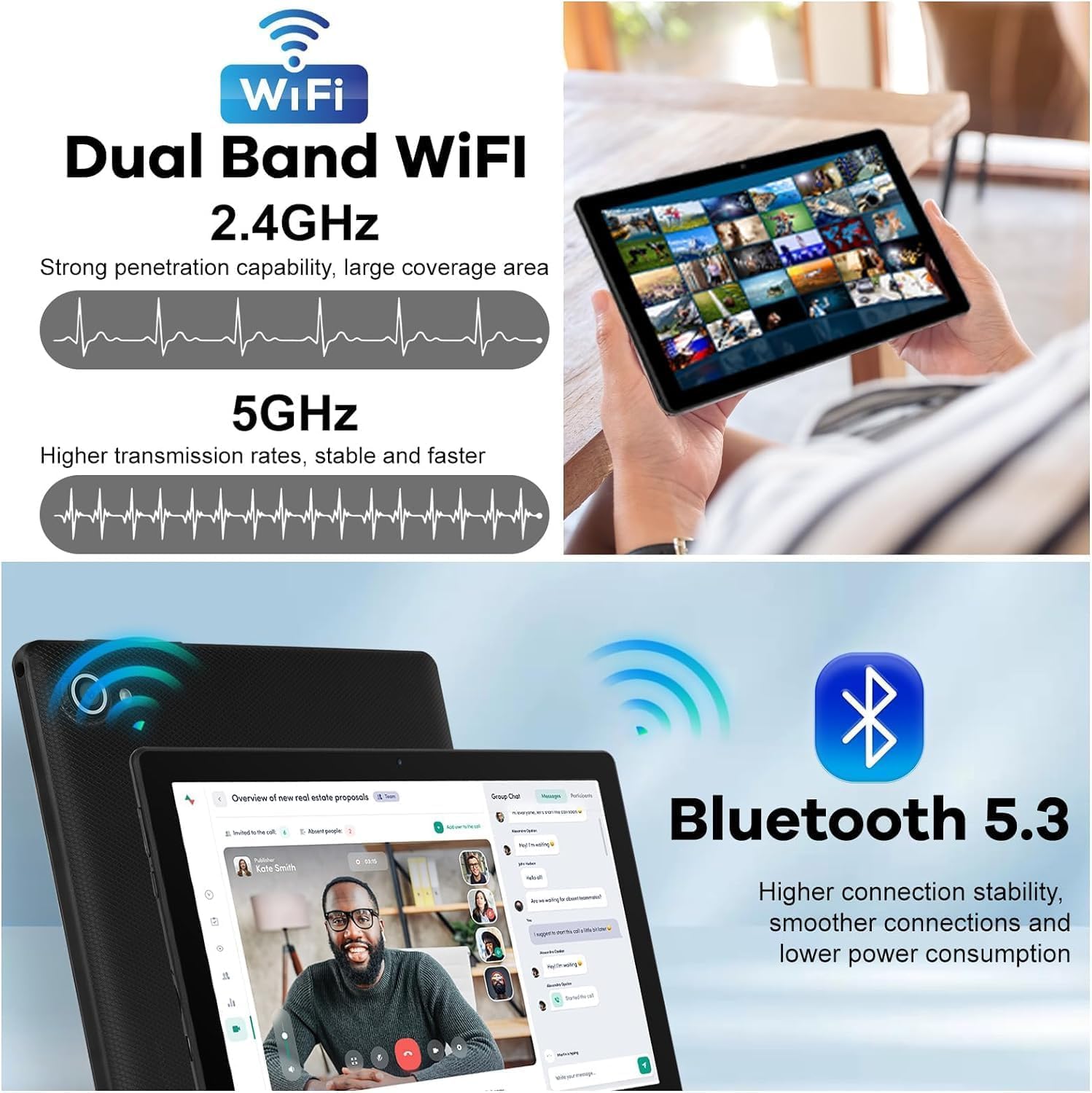 HotLight Tablet 10 inch Android 14 Octa-Core Processor, Face ID, OTG, 8GB+64GB+1TB Expansion, 1280 * 800 IPS, Support Split-Screen, WiFi 6, BT5.3, Dual Camera 5MP+8MP, 5000mAh, Widevine L1(Black)