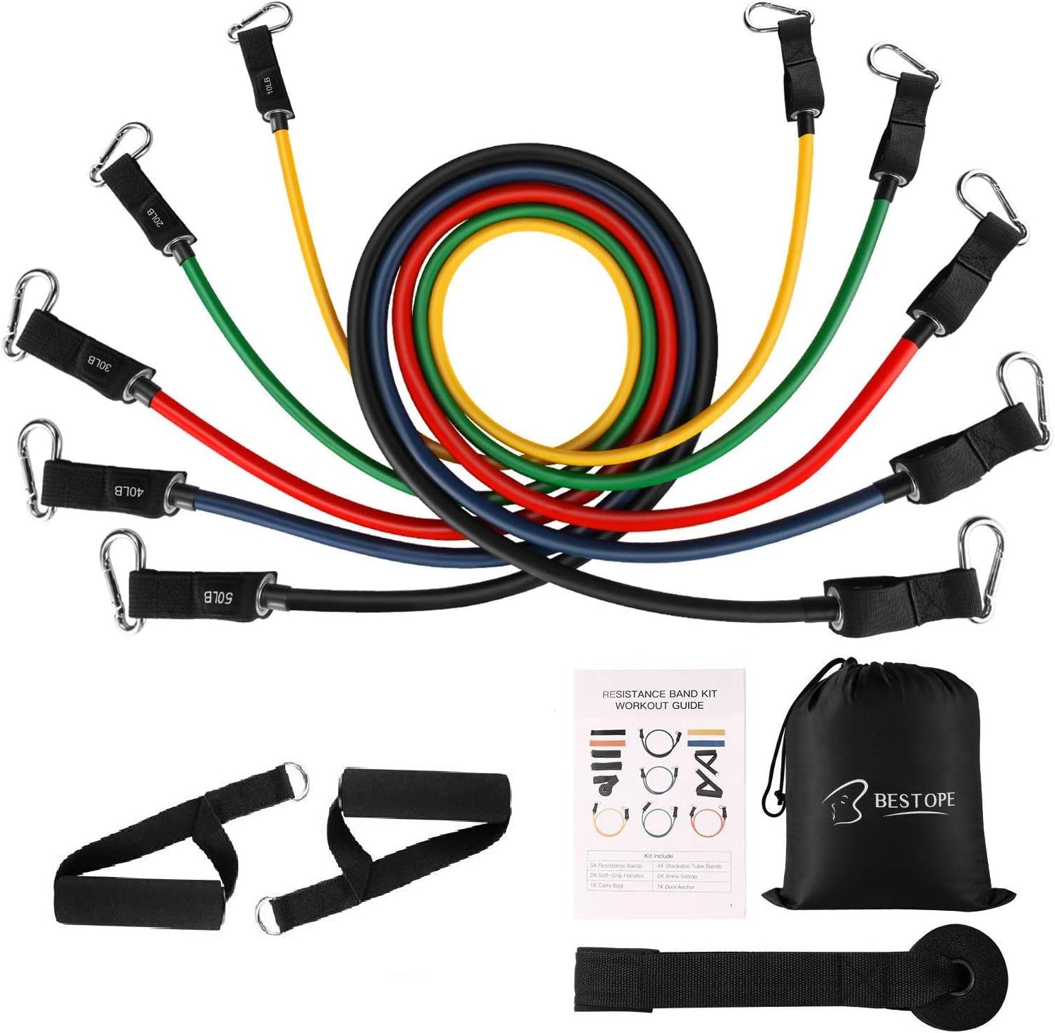 BESTOPE Unisex-Youth C Resistance Bands, 10 Pcs Colorful