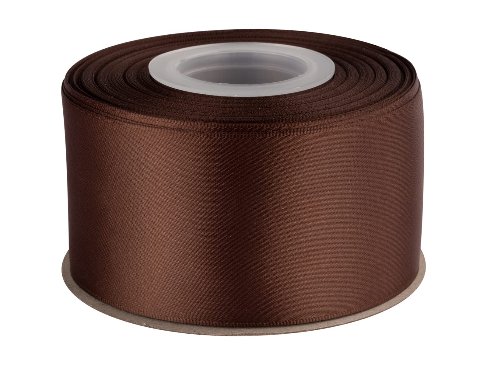 Double Faced Satin Ribbon, 50mm X 22M, Solid Polyester Craft Ribbon, Perfect for Gift Wrapping, Crafts, Wedding Party Ceremony Decoration, Floral Arrangement, Sewing (Brown)