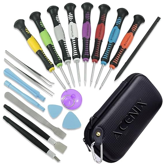Acenix Reparaturset, Werkzeuge, 24 in 1, Schraubendreher-Set für iPhone, iPad, iPod, Samsung, HTC und weitere Mobilgeräte, Ta