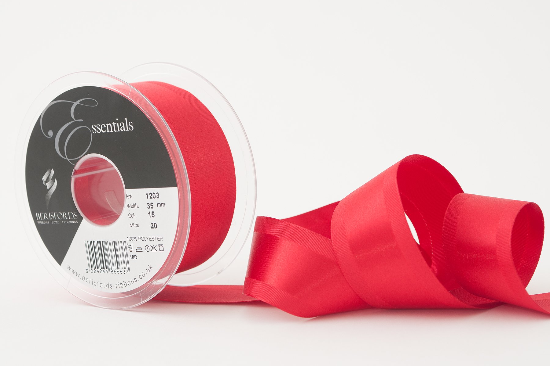 Berisfords Grace Ribbon, Red, 35 mm