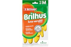 Brilhus - Luva de Látex Versátil, Tamanho M, Cor Amarela, Bettanin