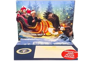 OUR FRIENDLY FOREST Donald Trump Christmas Pop-Up Card with Eagle Sleigh – Hear Trump's Real Voice Say “Merry Christmas!” with Festive Lights & Music, Funny Holiday Popup Card, Political Gag Gift for Men & Women