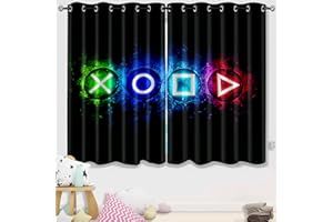 KODHYVJ Gamer Curtains for Boys Bedroom, Kids Game Video Gamepad Blackout Window Curtains Teens Boys Gaming Room Decor Colorful Kids Blackout Curtains for Bedroom Living Room Playroom Curtains, 82 In x 63 In