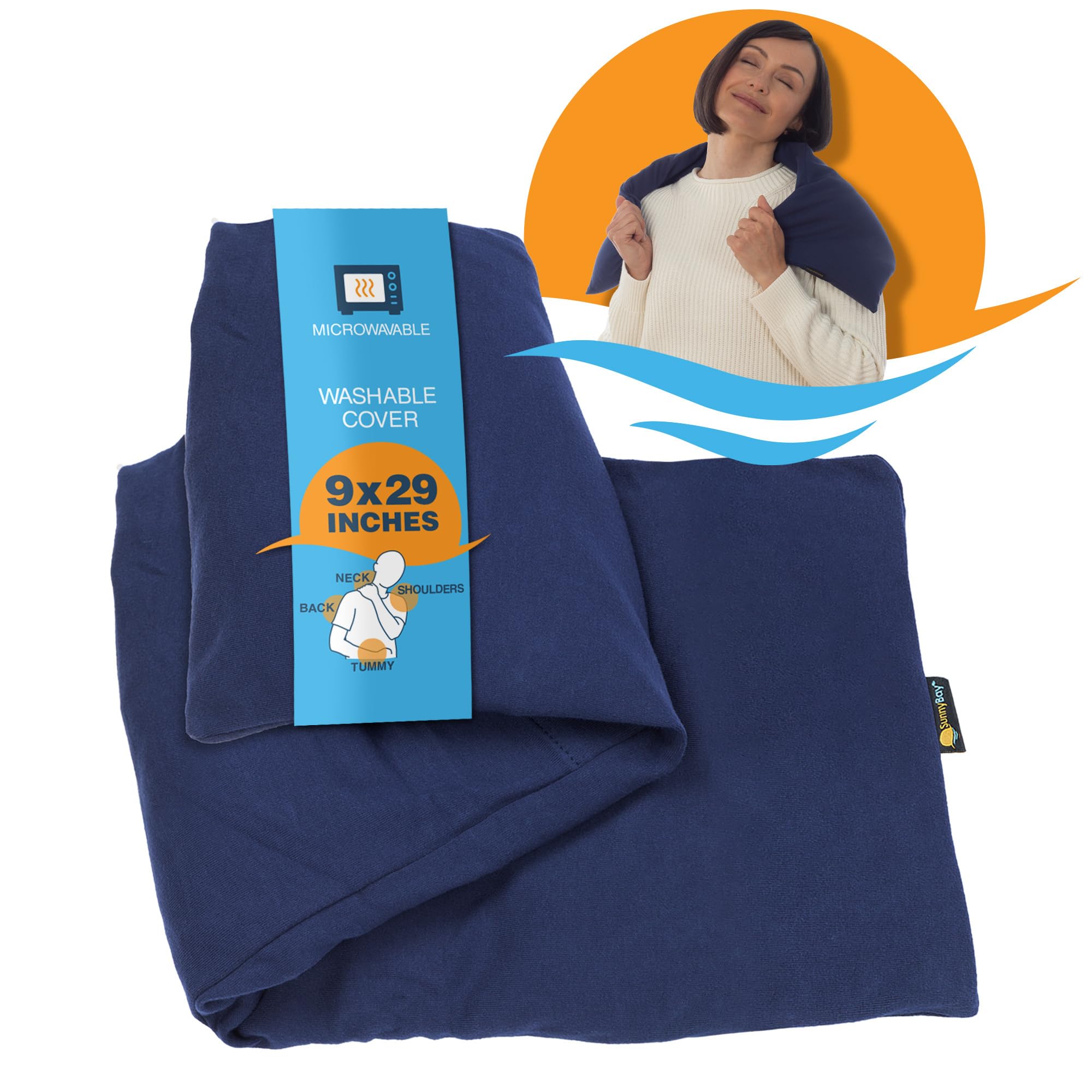 Photo 1 of SunnyBay Microwave Heating Pad, Microwavable Heated Neck and Shoulder Wrap for Back Pain and More, Moist Weighted Beanbag Pack with Washable Cover, 29x9 Inches, FSA HSA Eligible, 4 lbs, Unscented
