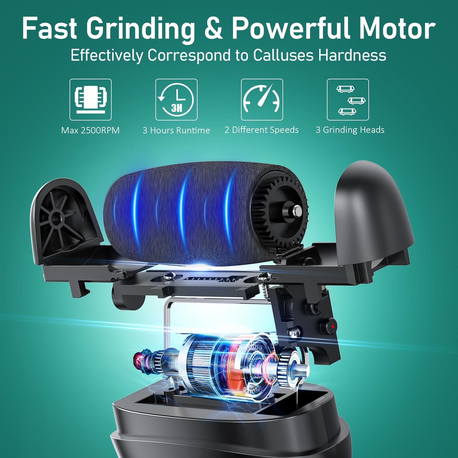 Electric Callus Remover for Feet - with Larger Grinding Head, Portable Pedicure Kit Foot File Callus Remover, Rechargeable Waterproof Foot File for Foot Care Deadskin Remover LCD Display-Black - Image 4