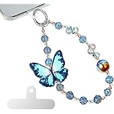 Shimmeroo Cute Phone Charm Wrist Strap with Spacer,Butterfly Beaded Phone Chain Wristlet for Case Cellphone Chain Lanyard