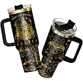 34HD Fantasy Castle Dragon Tumbler 40oz Stainless Steel Insulated with Handle Straw - Engraved Magical Book Lover Gift, Birthday Bookworm Present to Women & Young Adults - Bookish Items