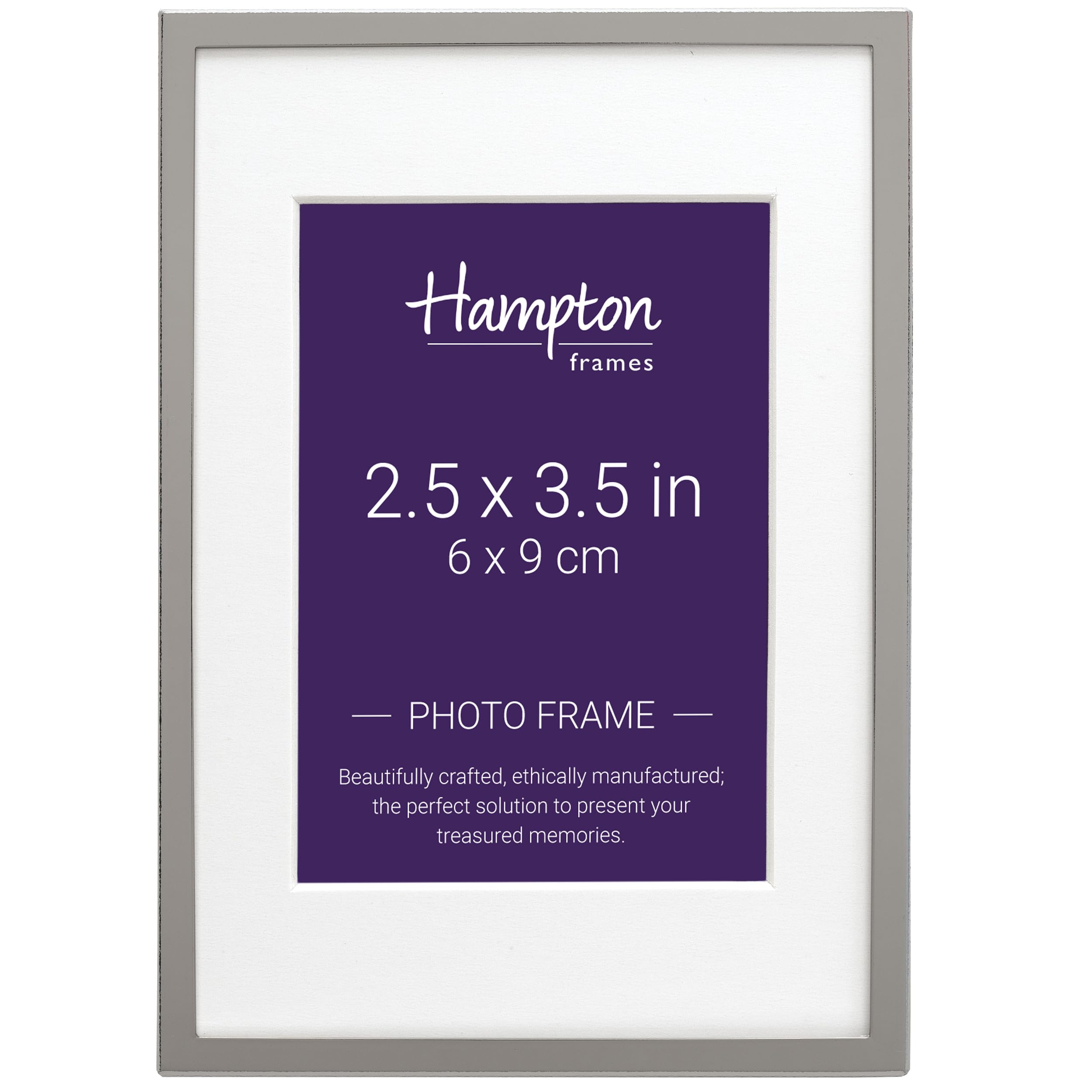 Hampton Frames | Mayfair Silver Plate Photo Picture Frame BSN13823 | 2.5x3.5in (6x9cm), Bevel Cut Mount | Elegant Display, Durable Finish | Classic Home Décor Accessory