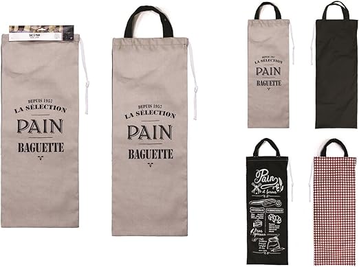 Sac à Pain Bistrot Mod1 Gris Et Noir Baguette Cuisine Deco Accessoire 399
