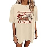 Western Shirts for Women Vintage Rodeo Shirts Wild West Cowboy T Shirt Oversized Country Music Short Sleeve Tops