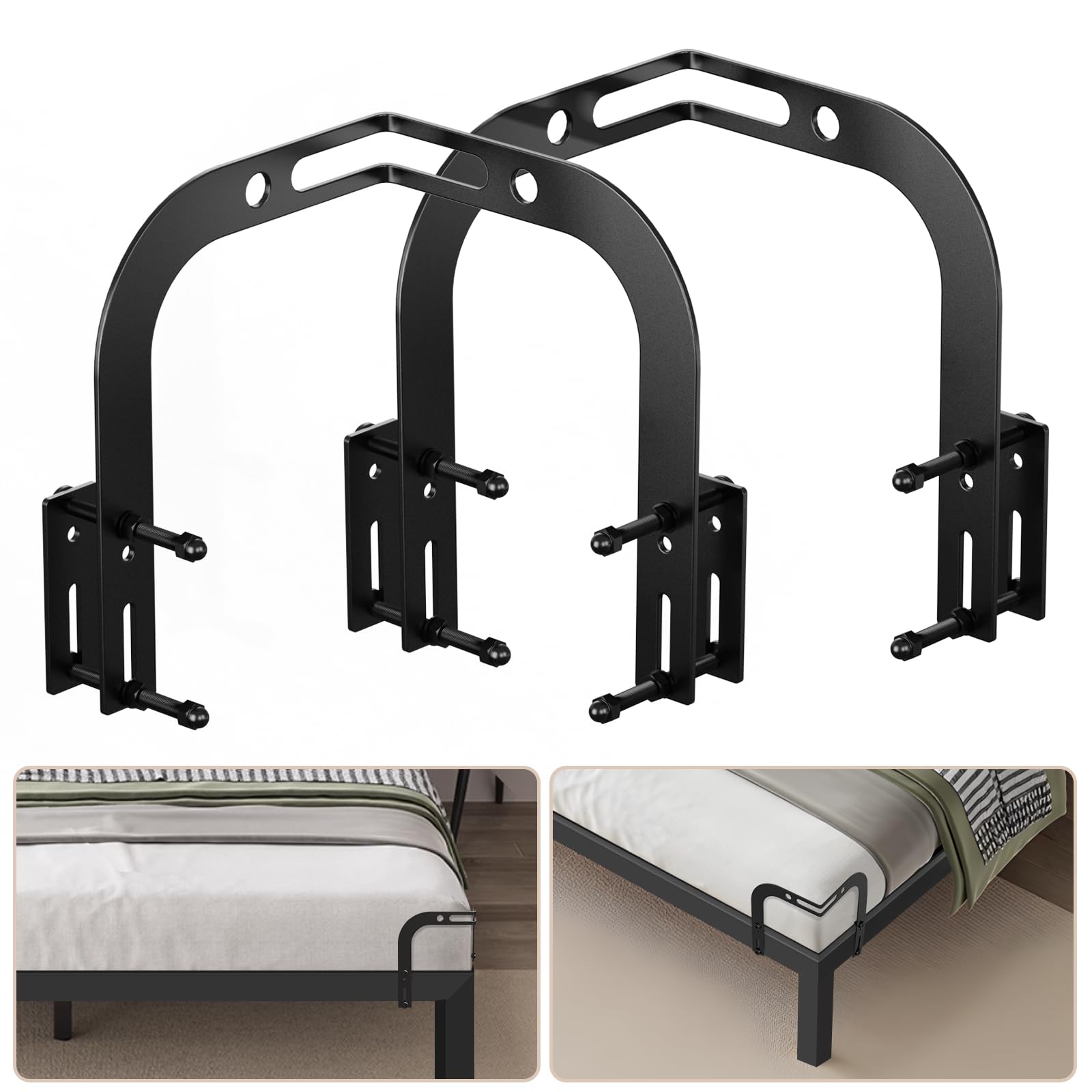 Photo 1 of DELLAN Mattress Slide Stopper, Corner Non-Slip Mattress Gripper Retainer Bar, Holder for Metal Bed Frame to Prevent Sliding (2 Pack)