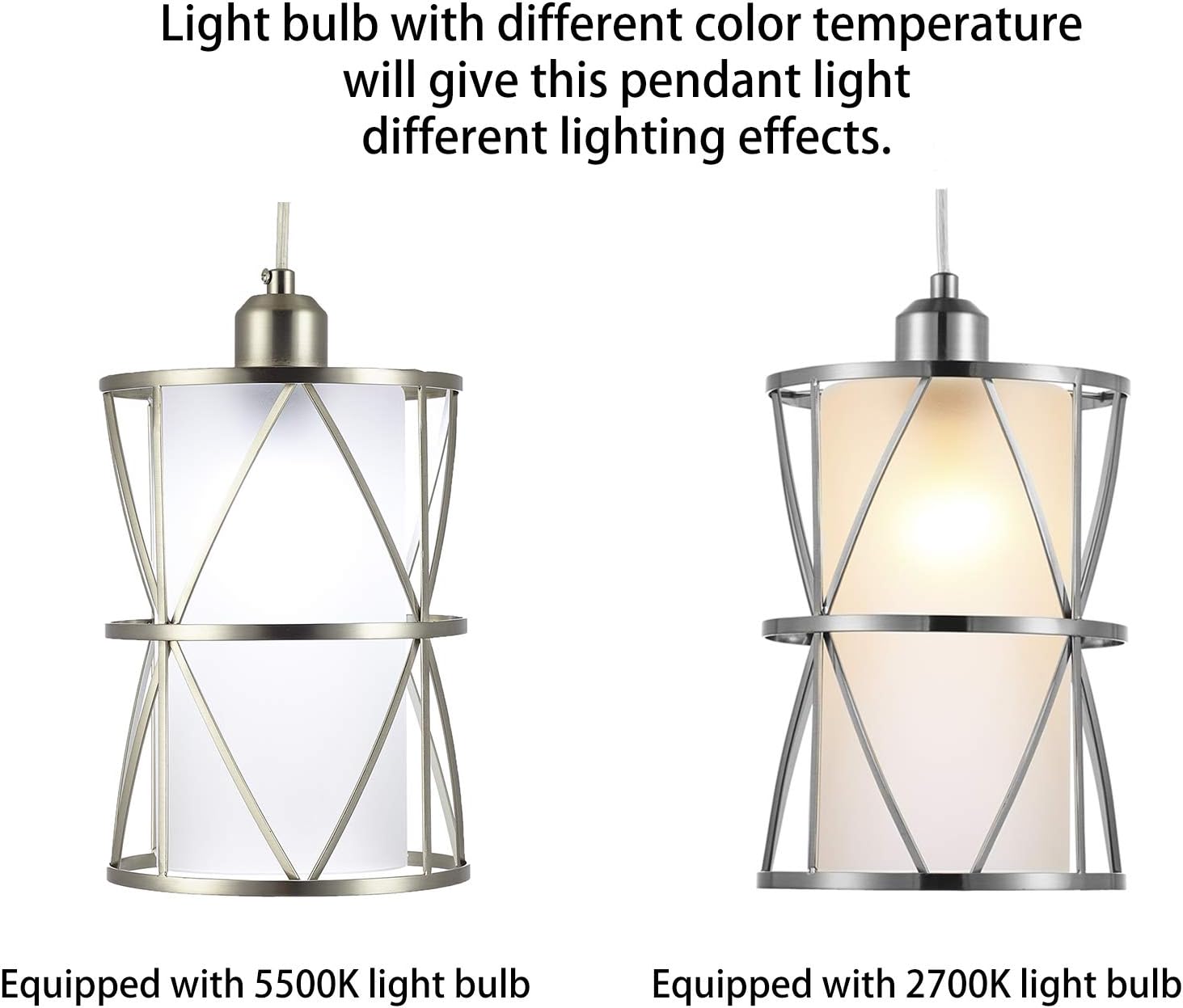 KLOSM Modern Mini Pendant Light in Brushed Nickel Finish with Frosted Glass Shape 1-Light Adjustable Cylinder Pendant Lighting Fixture for Kitchen Island Sink Dining Room Counter Farmhouse - - 
