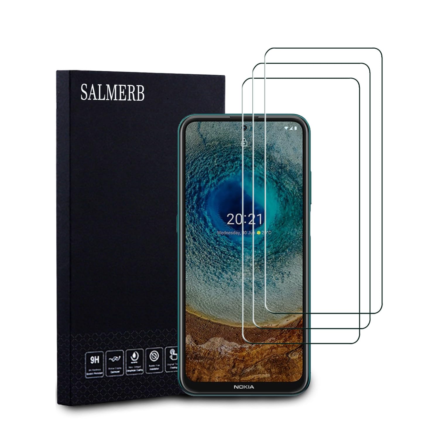 SALMERB Nokia X10 Screen Protectors (3 Pack), 9H Tempered Glass Film for Nokia X10 Anti-Scratch Anti-Fingerprint Glass Screen Protectors Zero Bubbles Ultra-clear 99.99% — image 1