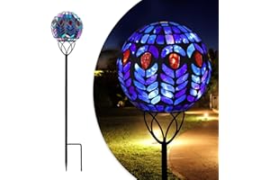 Afirst Solar Outdoor Garden Lights Decorative - Mosaic Solar Stakes Gazing Ball Waterproof Outdoor Lights Stakes for Pathway Yard Lawn Decoration(Multi)