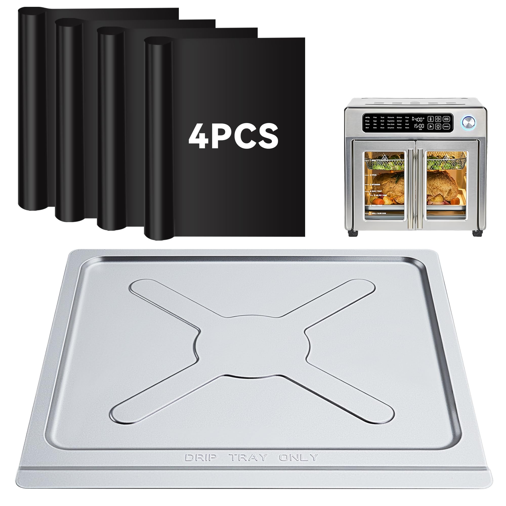 Photo 1 of Crumb Tray Replacement Compatible with Emeril Lagasse 26 Qt Extra Large French Door Air Fryer, Crumb Tray with 4 Pcs Oven Liners Accessories for Emeril Lagasse 26 Qt Air Fryer
