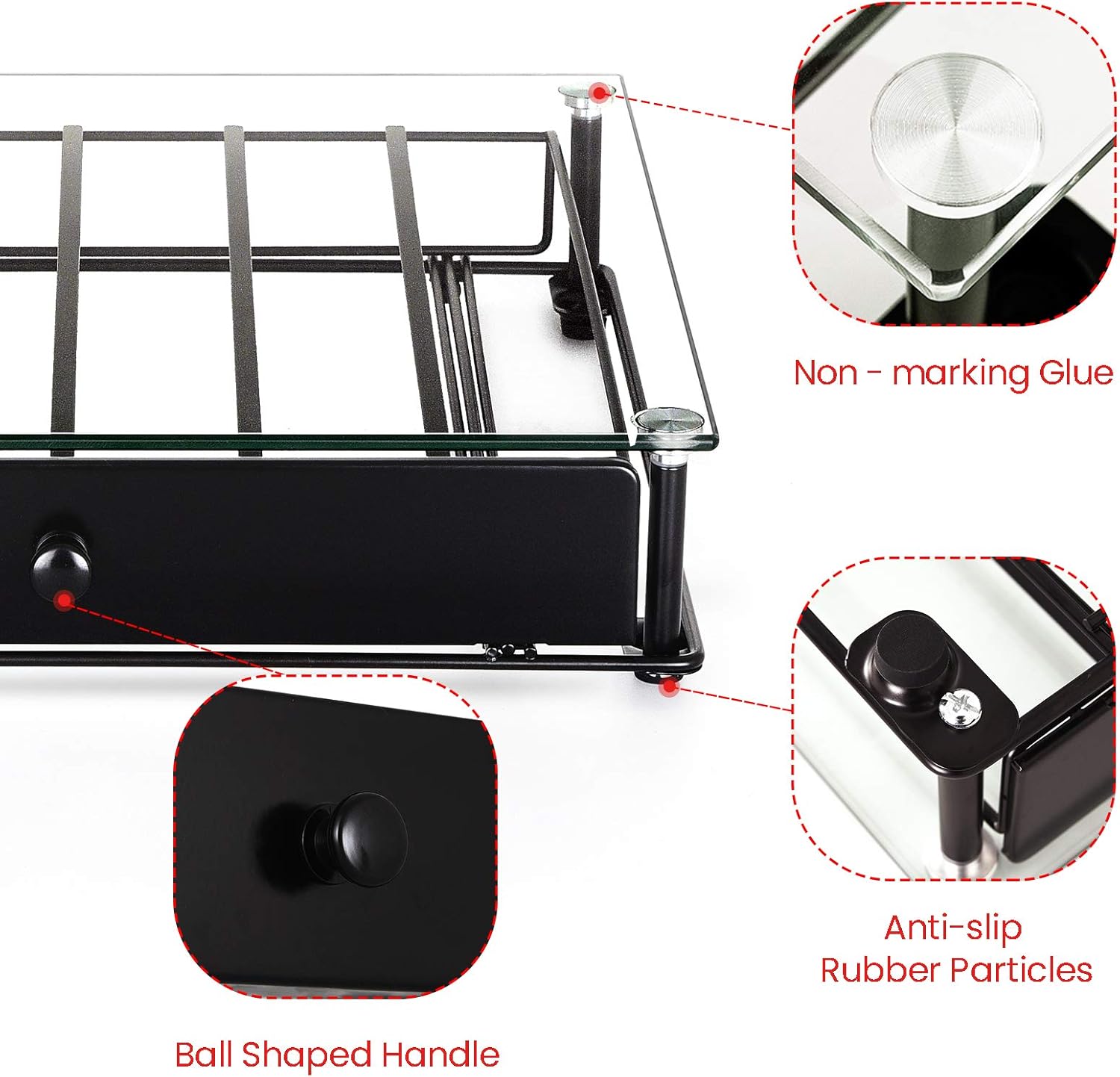 Coffee Pod Holder, Tempered Glass Top Coffee Pod Storage Drawer for K Cup Coffee Pods, Black Coffee Capsules Holder Compatible with 36 Pods, 6 Pods for Each Line: Kitchen & Dining