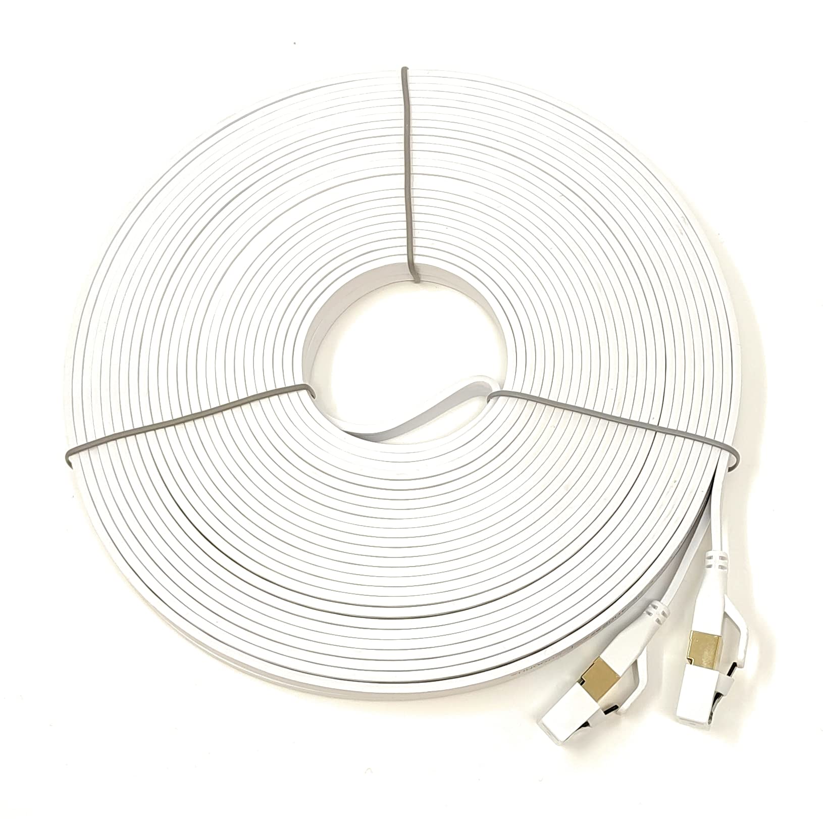 Maincore (20m CAT8 Flat Ethernet Cable SSTP Shielded 2000MHz 40Gbps High Speed, Lan Network Internet Modem Cord, RJ45 Gold Plated Connectors (20m, White)