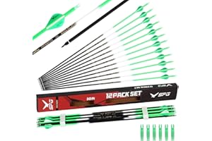 SPG Archery Arrows for Compound Bow - 30 Inch Arrows for Compound Bow, 500 Spine Carbon Compound Arrows for Recurve Bow Shooting Hunting 12 Packs